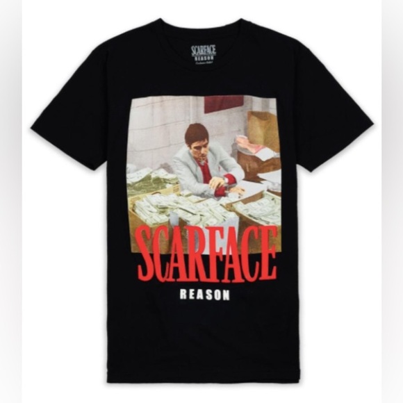 Other - Scarface Tony Montana Counting Money Black/Red/White Graphic Tee/ T-shirt | NEW!